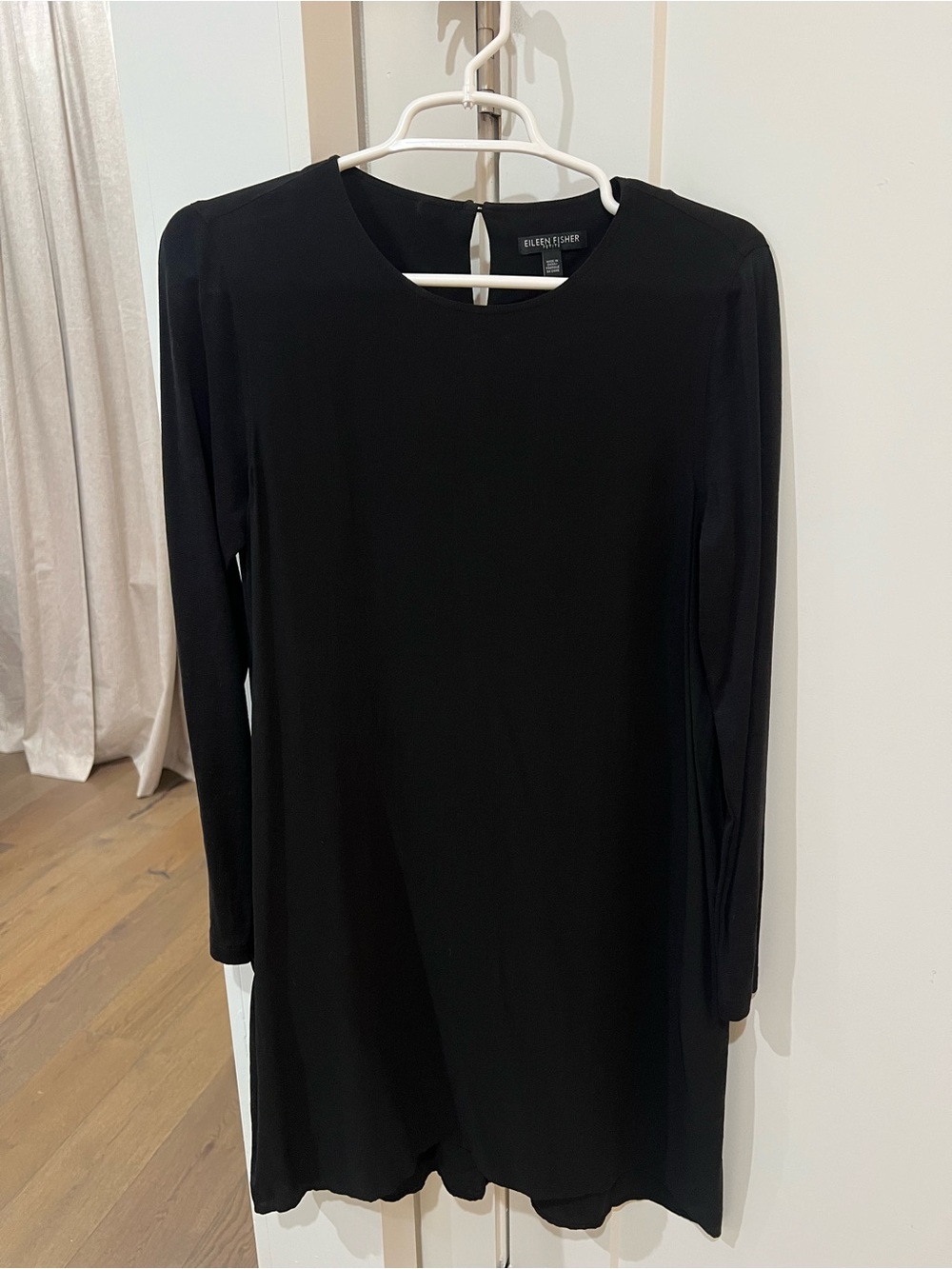 Eileen Fisher Black Long-Sleeve Shift Dress